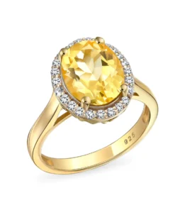 Oval Citrine Halo Ring